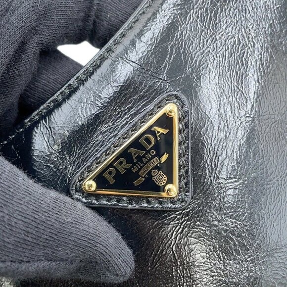 PRADA Re-Edition 2005 2WAYShoulder Bag Leather/Patent Leather Black 1BH204 - Picture 4 of 13